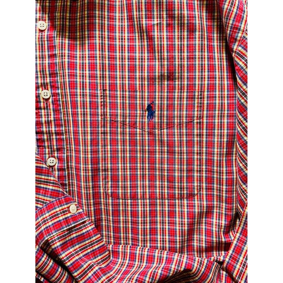 Ralph Lauren Blake Men's XXL Red Plaid‎ Button Down Shirt 100% Cotton Preppy - Picture 7 of 12